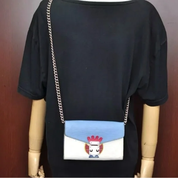 Louis Vuitton Tribal Mask Shoulder Bag Epi leather Cross Body Bag White M60795 - Picture 4 of 16